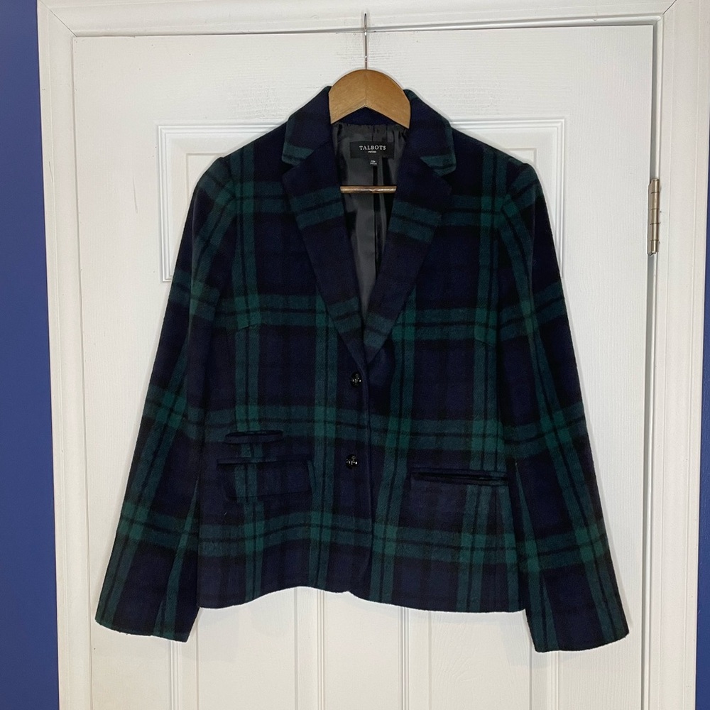 TALBOTS Black Watch tartan plaid blazer - 12P